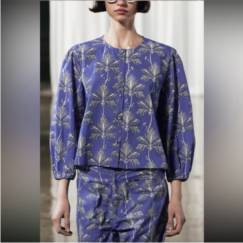 Zara, Blue, Printed Shirt ZW Collection , Size M